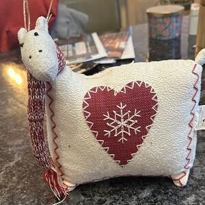 Festive Llama Plush with Red Heart Design reindeer